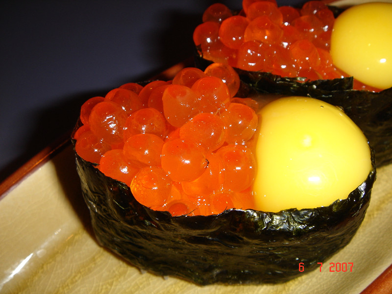 Tobiko & Quail Egg Nigiri Sushi